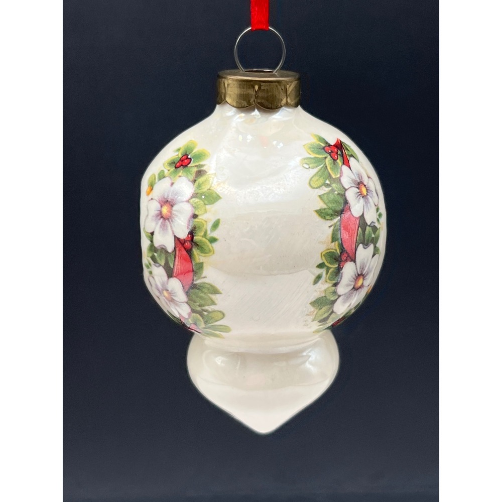 Vintage Ceramic Floral Christmas Ornament Teardrop‎ Reflector indent - Picture 2 of 5